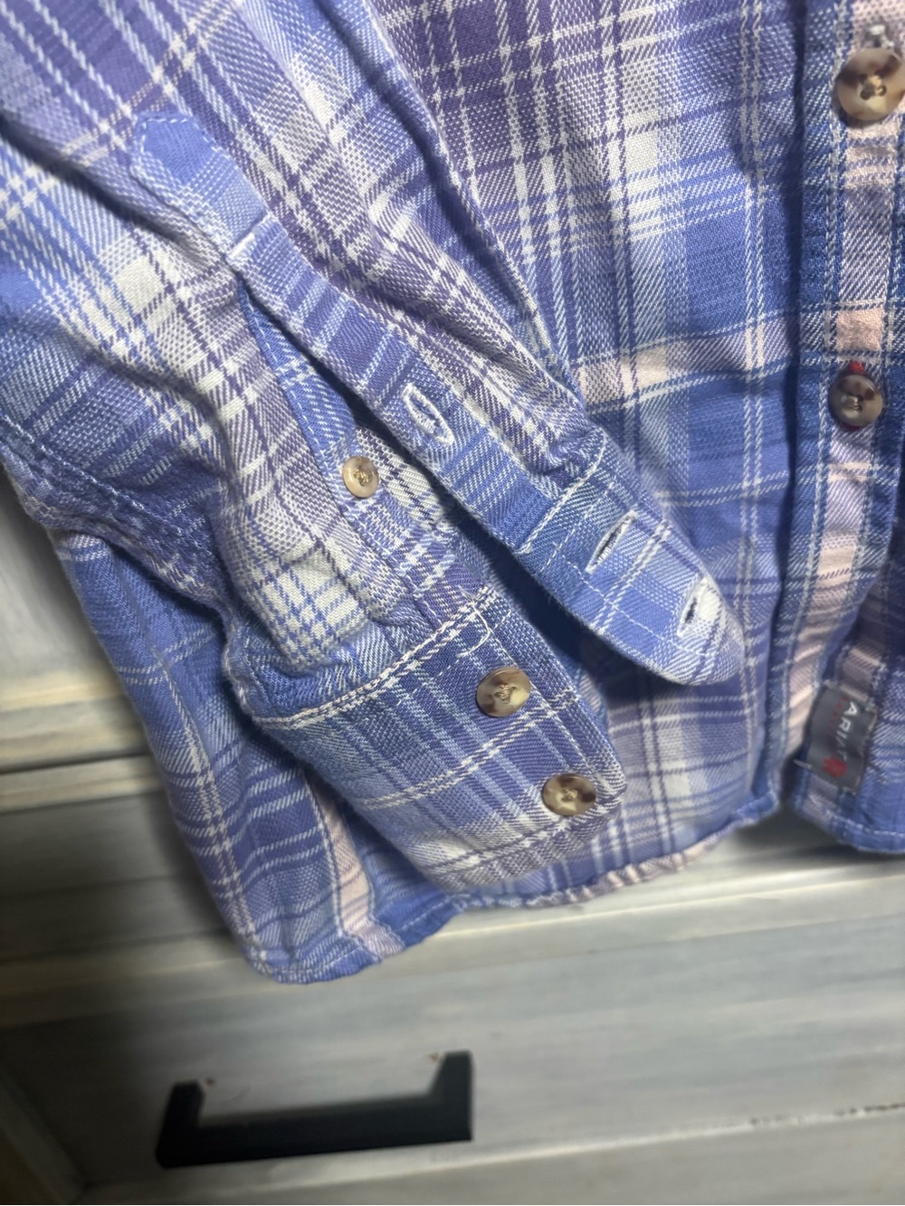 Women’s Ariat Fire Resistant Button Up Plaid Work Shirt Western Workwear Heavy - Picture 4 of 7